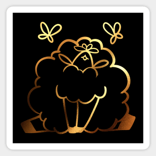 Golden Sheep with Butterflies Magnet